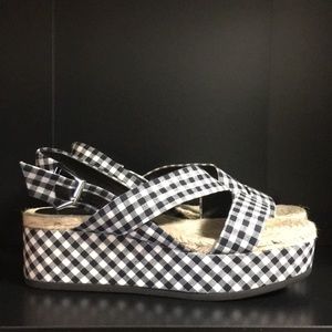 RAG & BONE Megan gingham canvas platform sandals